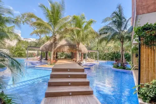 A swimming area attached to a vacation rental home in Tulum, Mexico